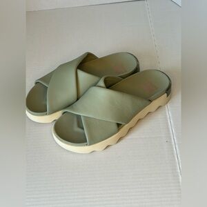 Womens Olive Slide Sandals